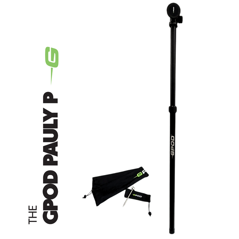 Black GPOD Pauly stand with logo on a white background